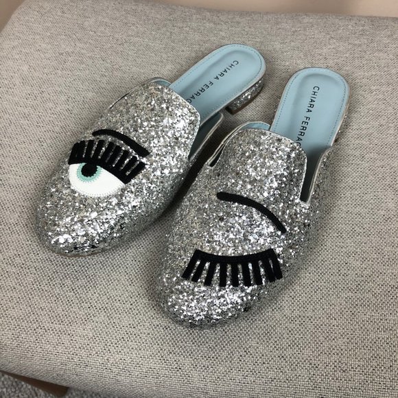 Chiara Ferragni Italy Wink Mules Silver 7 - Picture 5 of 9